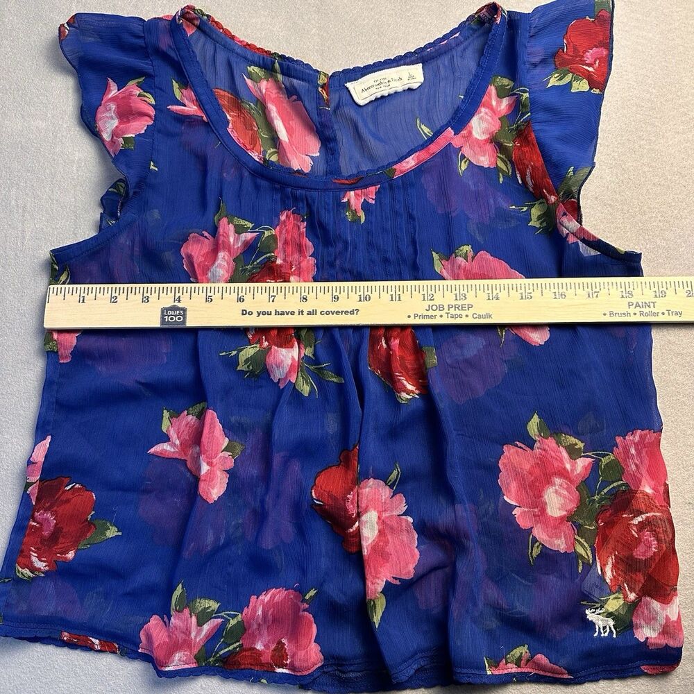 Anercrombie & Fitch Multicolored Floral Sheer Back Button Blouse Size L *FLAW* - Picture 11 of 12